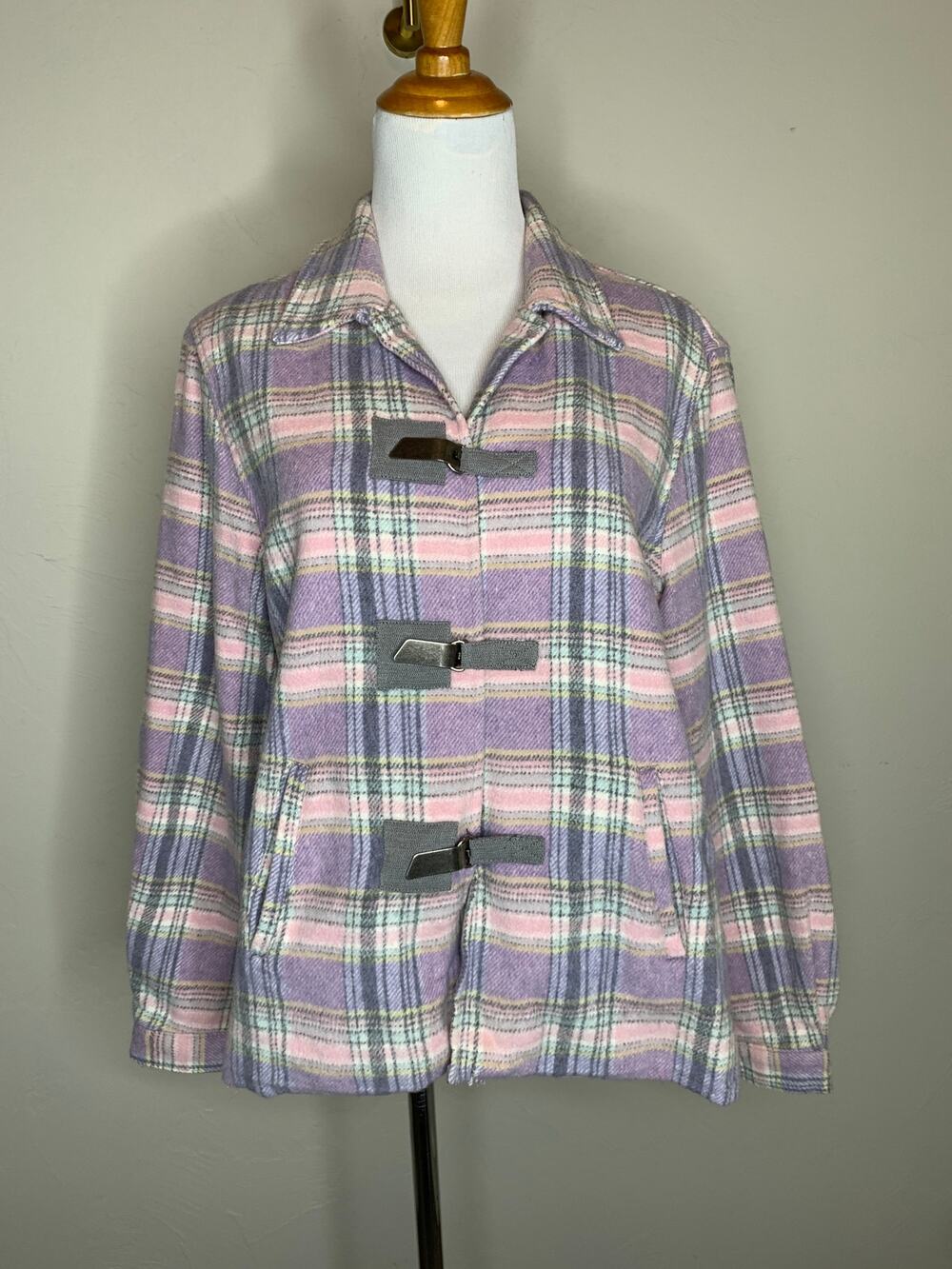 Vintage Pink Gray  Shacket Wool Blend Sz Large